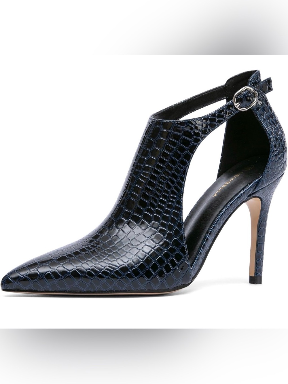 NEWBELLA  Pointed Toe Stiletto Heel Pumps Cutout Design Closed Heel Sandals 10